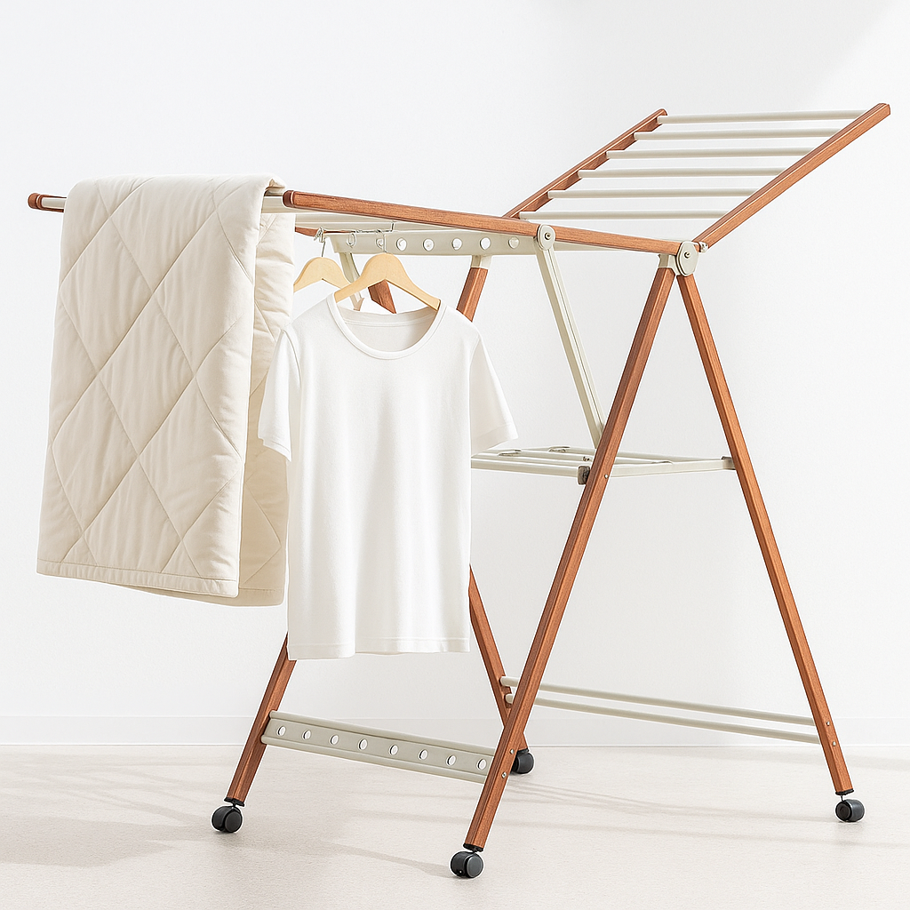 Máquina de secar roupa multifuncional de madeira com suporte