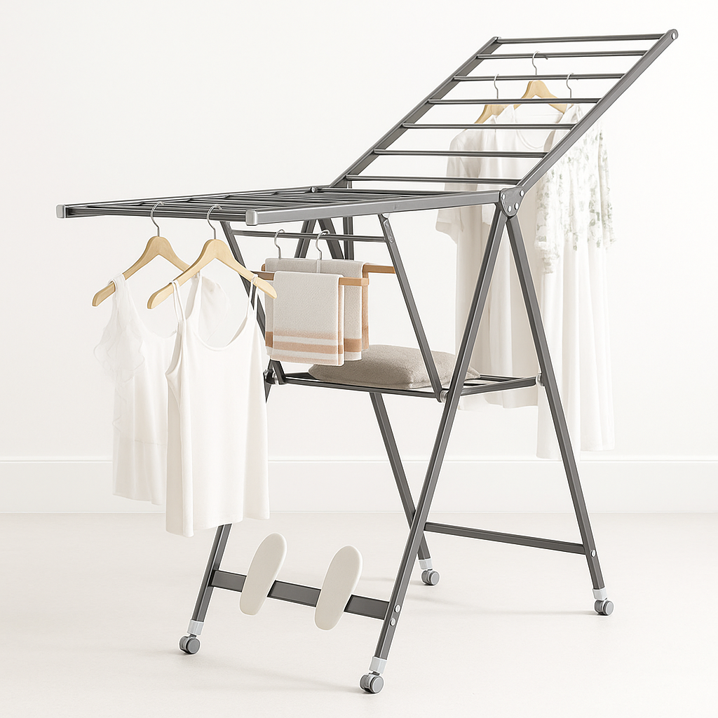 Máquina de secar roupa multifuncional de madeira com suporte