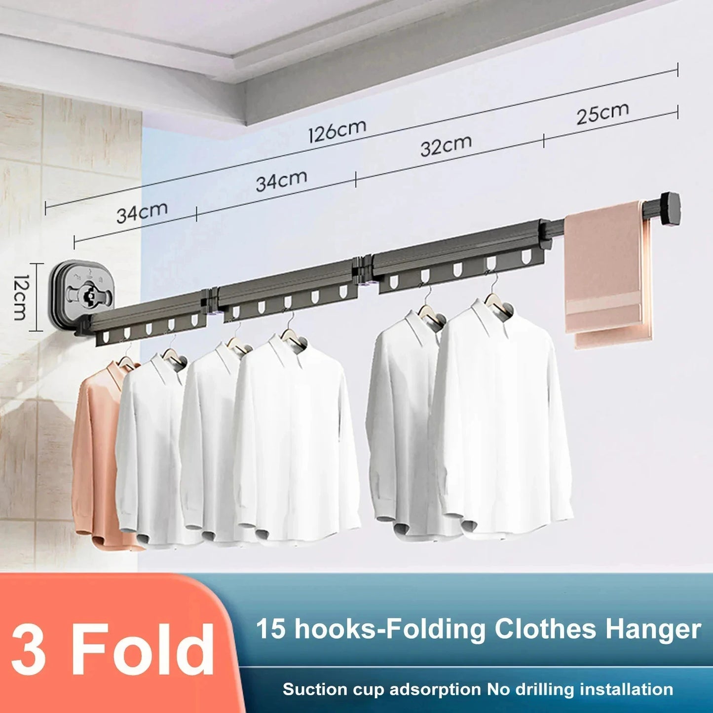 Linge Extensible Murale en Aluminium Étendoir