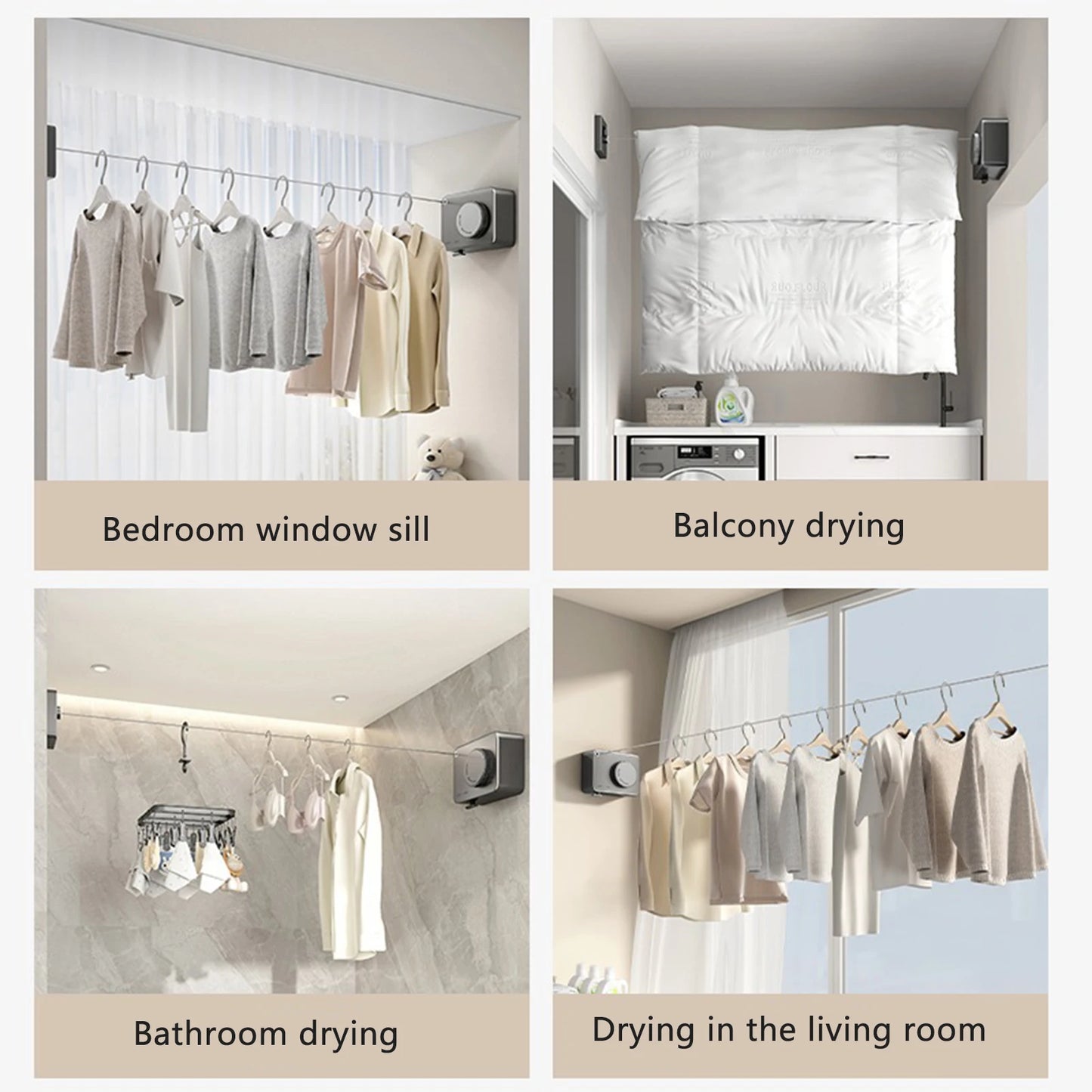 Linge Rétractable Carré Étendoir
