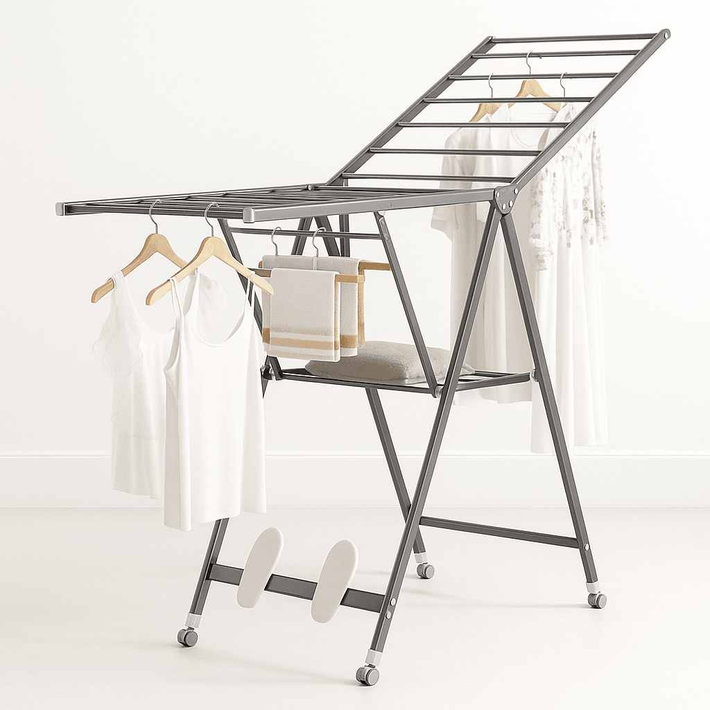 Étendoir à linge Multifonctionnel sur pied en Bois - L'Univers de l'Étendoir