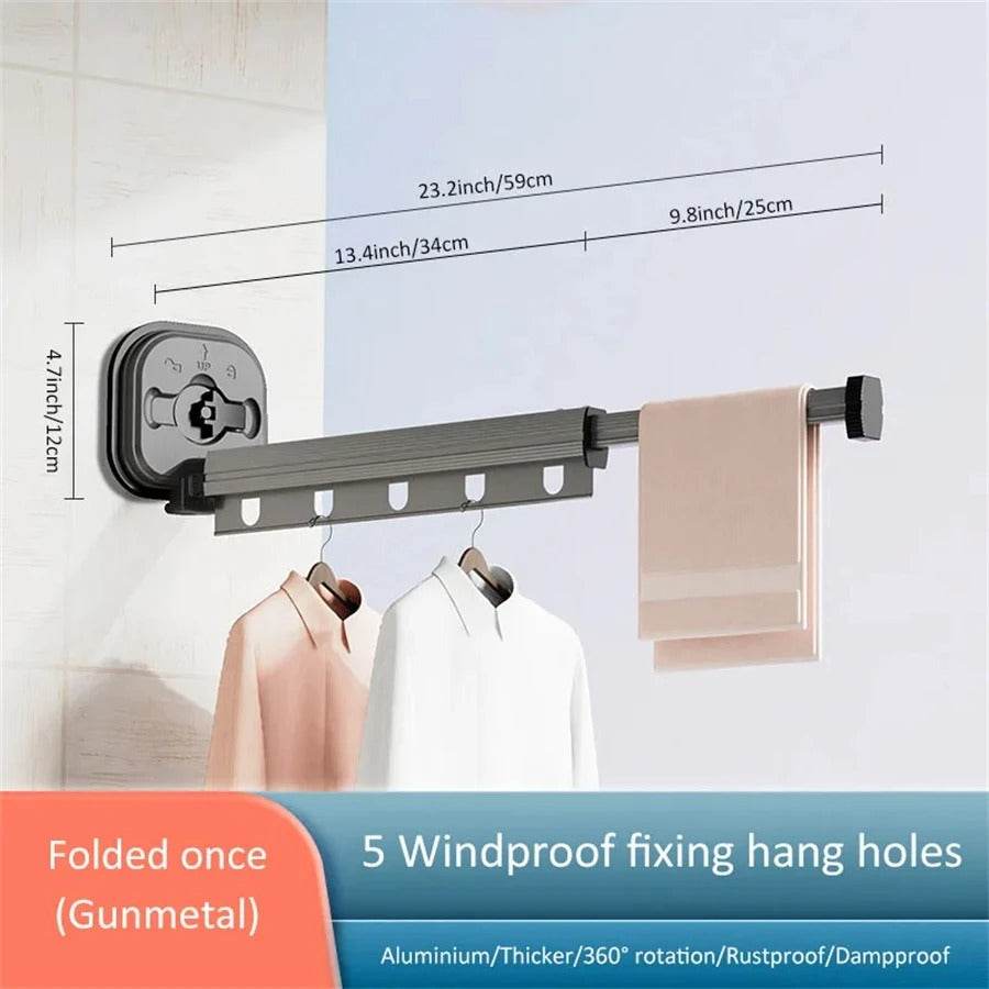 Étendoir à linge Mural Extensible sur Ventouse - L'Univers de l'Étendoir