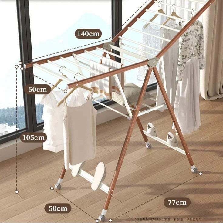 Étendoir à linge Multifonctionnel sur pied en Bois