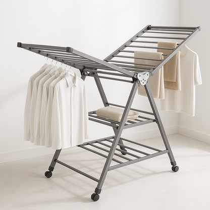 Étendoir à linge sur pied Multifonctionnel Triple Surface
