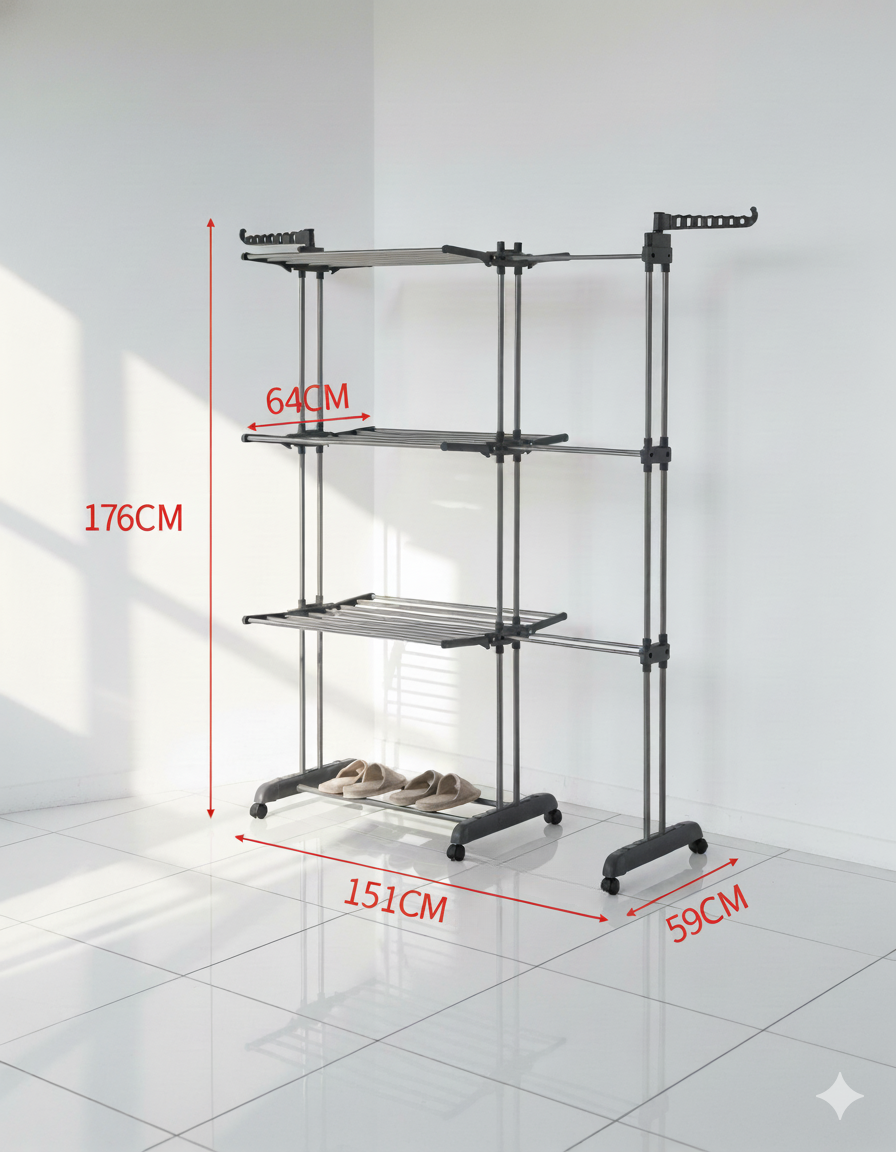 Étendoir à linge Tour sur pied Gris Anthracite Grand Format - L'Univers de l'Étendoir