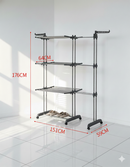 Étendoir à linge Tour sur pied Gris Anthracite Grand Format - L'Univers de l'Étendoir