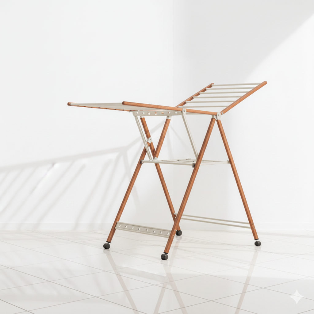 Étendoir à linge Multifonctionnel sur pied en Bois