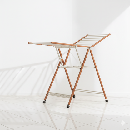 Étendoir à linge Multifonctionnel sur pied en Bois