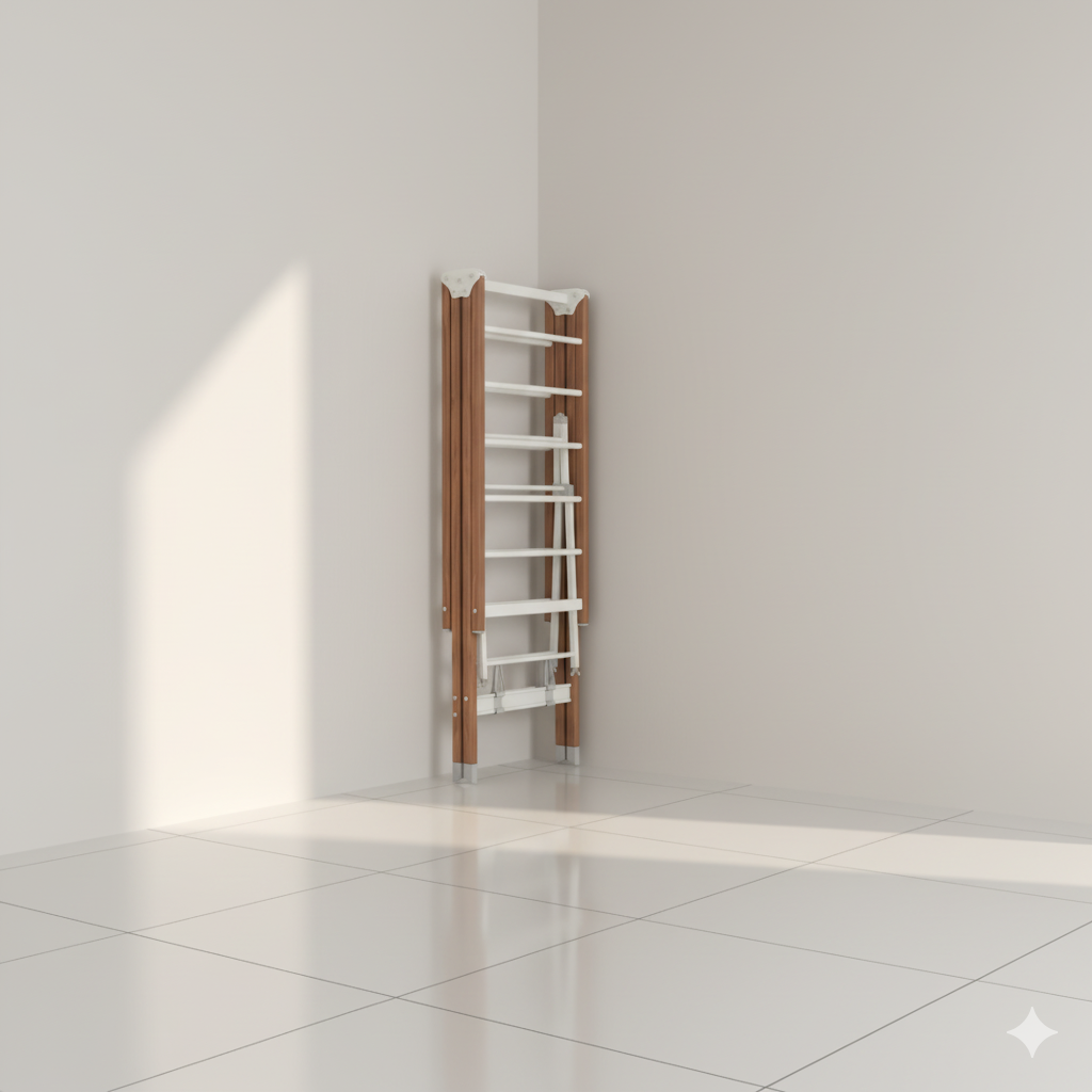 Étendoir à linge Multifonctionnel sur pied en Bois