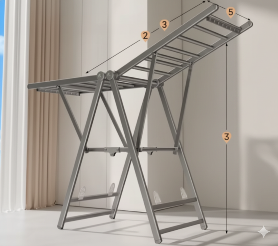 Étendoir à linge sur pied Multifonctionnel Double Surface