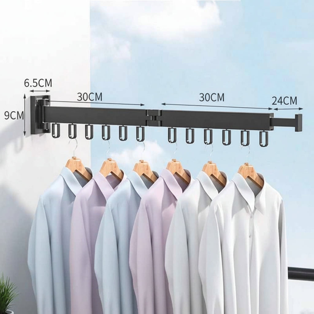 Étendoir à linge mural rétractable en aluminium pliable