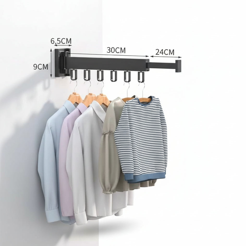 Étendoir à linge mural rétractable en aluminium pliable