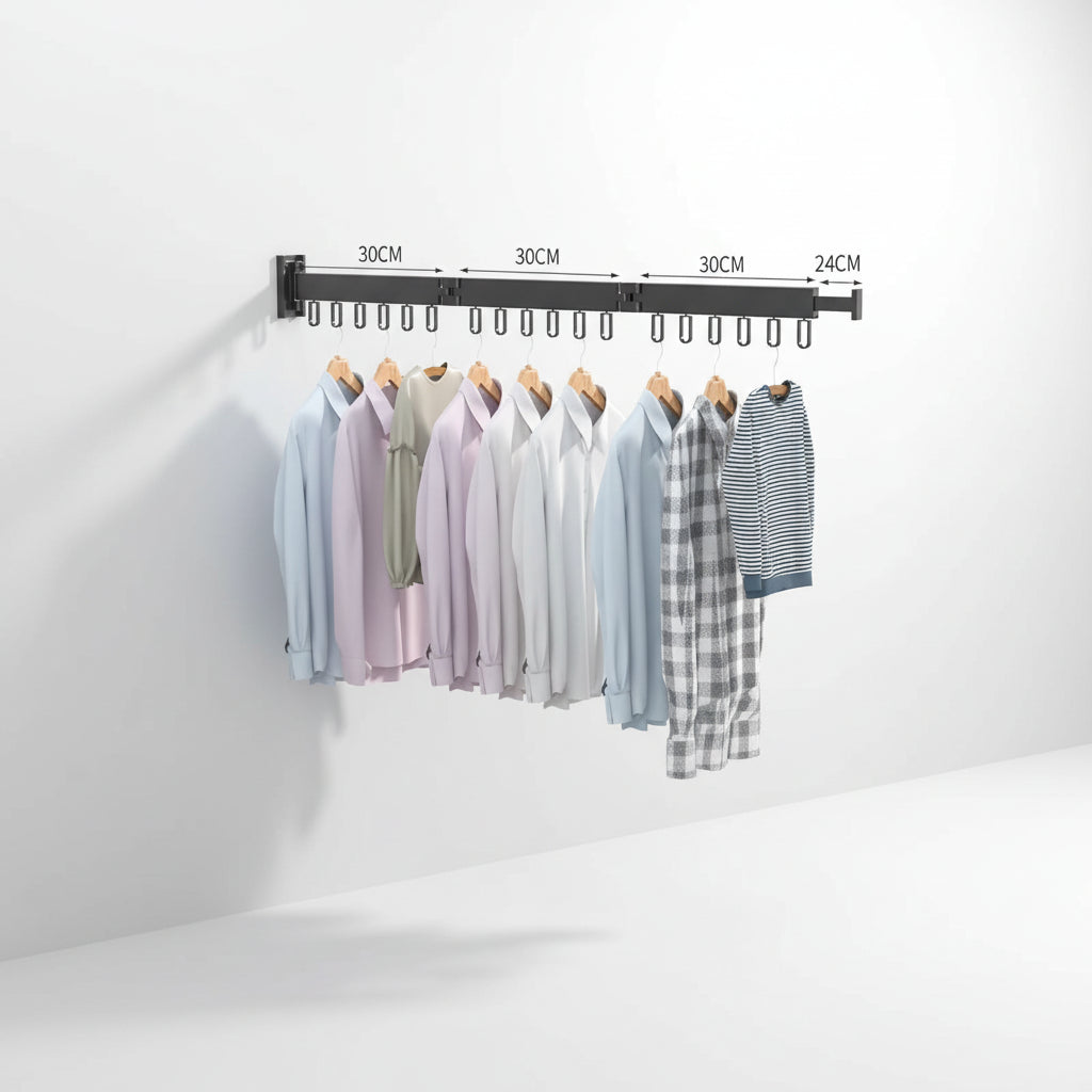 Étendoir à linge mural rétractable en aluminium pliable
