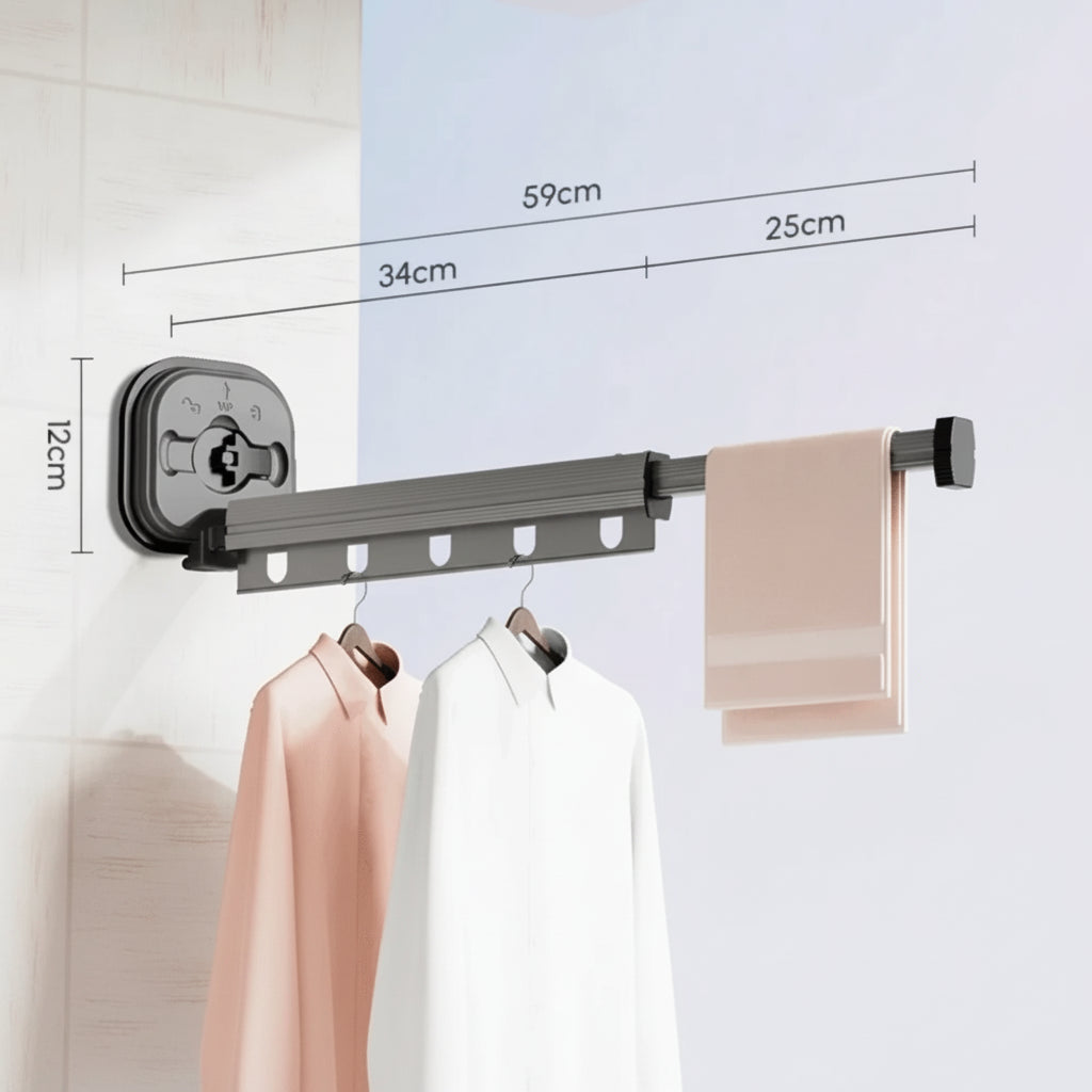 Étendoir à linge mural rétractable en aluminium