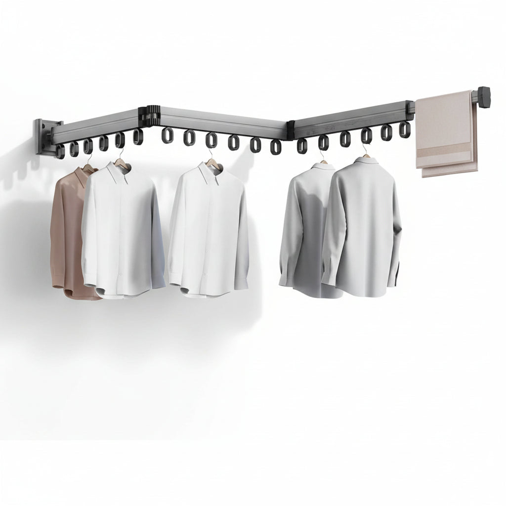 Étendoir à linge mural rétractable en aluminium pliable