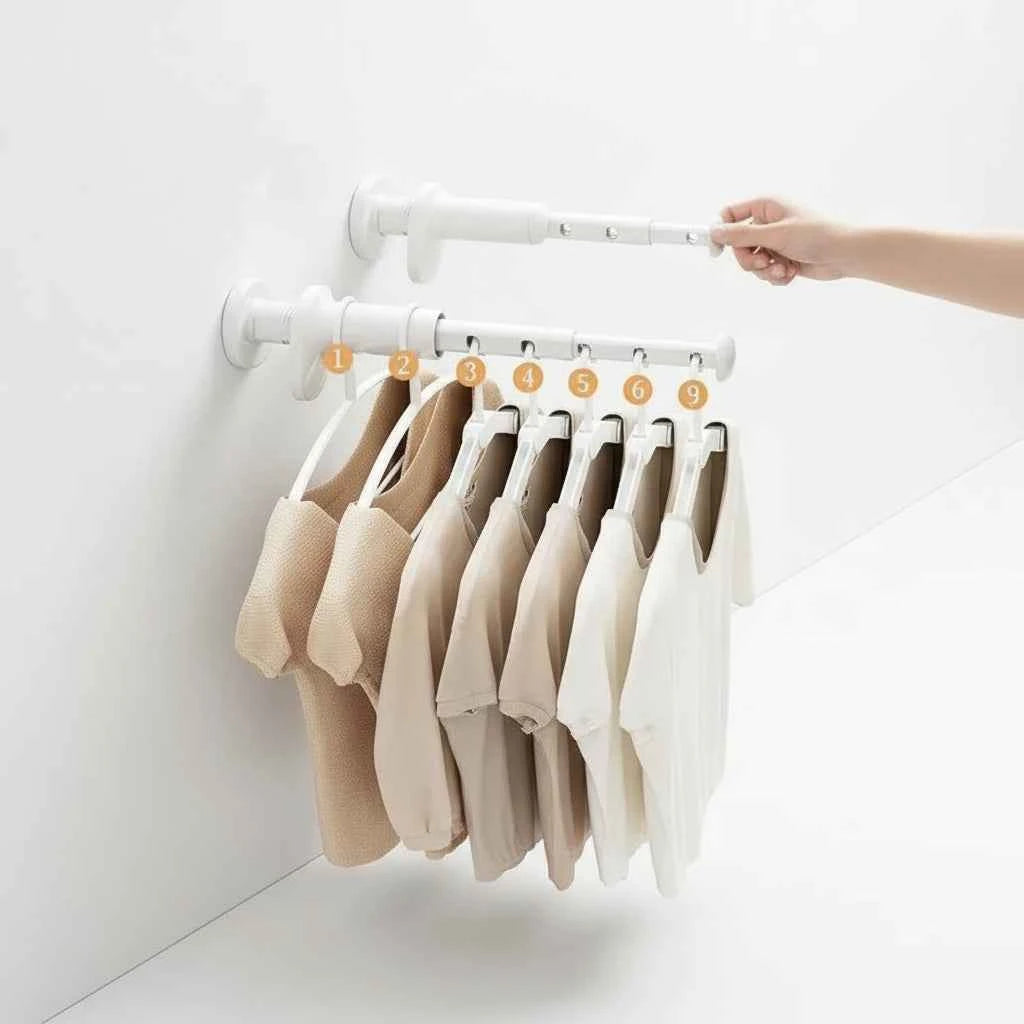 Étendoir à linge pour balcon télescopique sans perçage