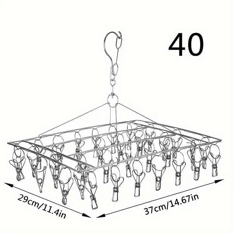 Petit étendoir à linge inox pliable clips multiples