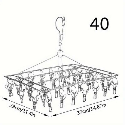 Petit étendoir à linge inox pliable clips multiples