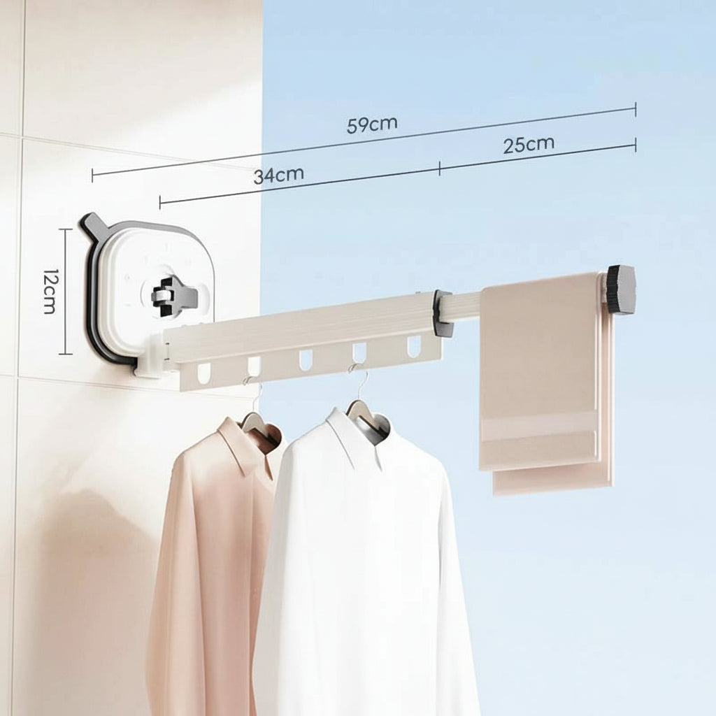 Étendoir à linge mural rabattable en aluminium