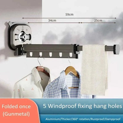 Étendoir à linge mural rétractable ventouses aluminium