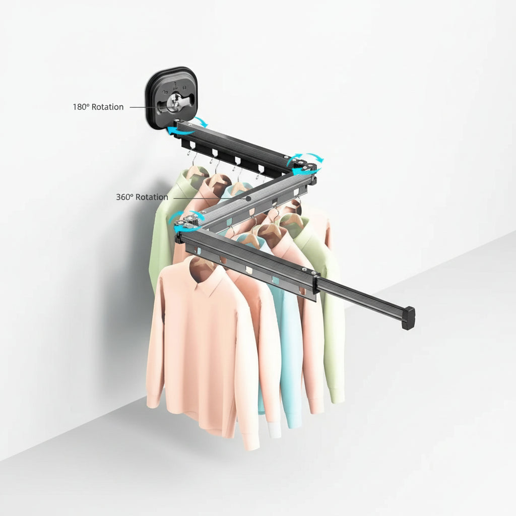 Étendoir à linge mural rétractable en aluminium