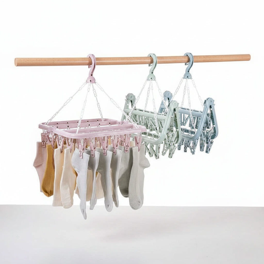 Petit étendoir à linge pliable 32 pinces