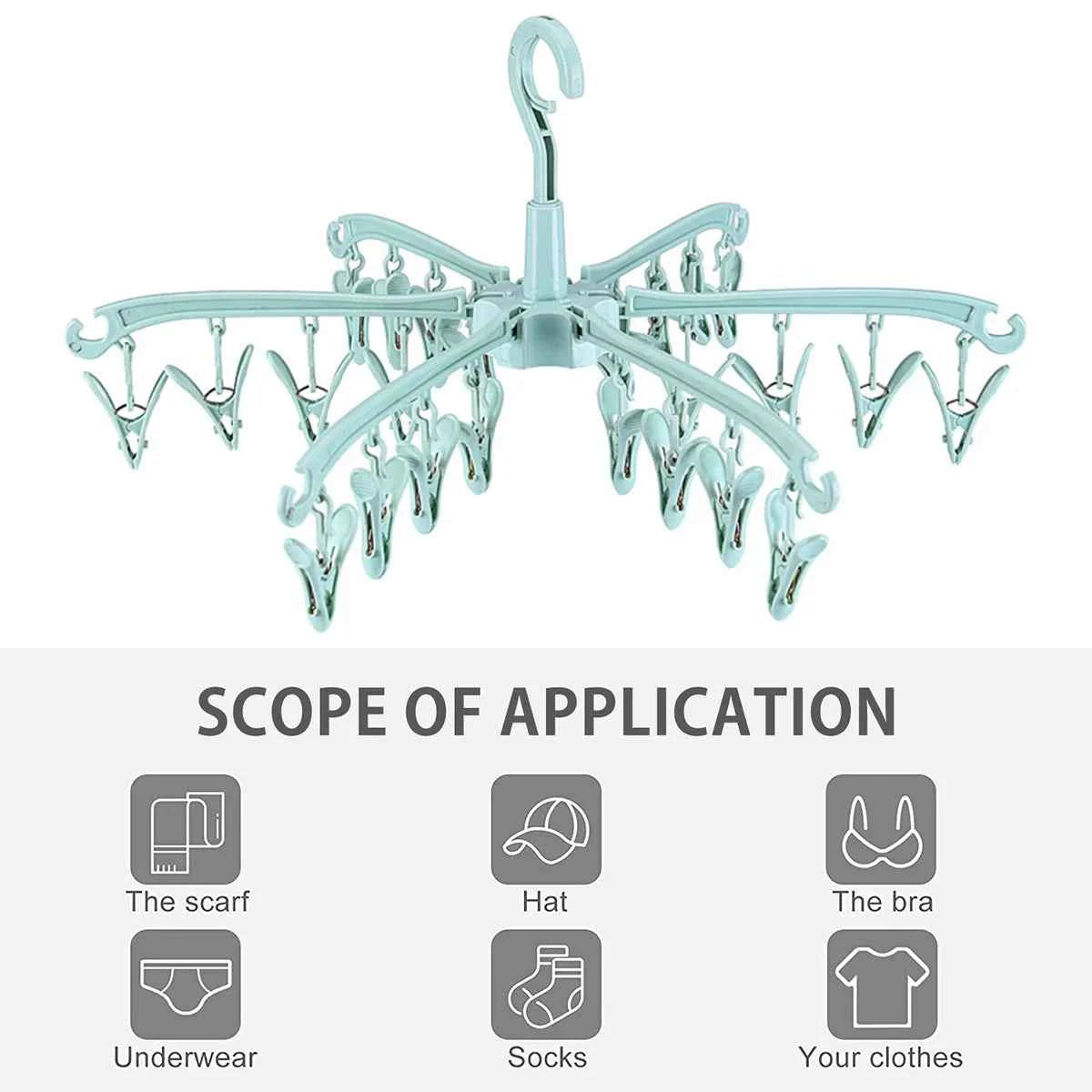 Petit étendoir à linge 24 pinces pliable rotatif