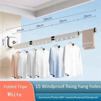 Étendoir à linge mural rétractable ventouses aluminium