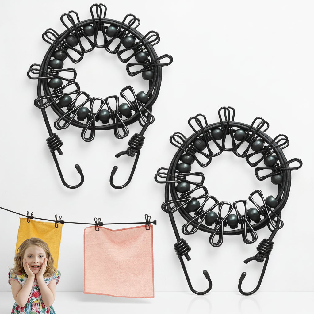 Étendoir à linge camping-car corde extensible clips