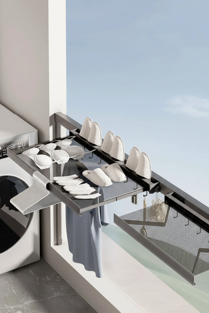 Étendoir à linge mural rétractable en aluminium pliable