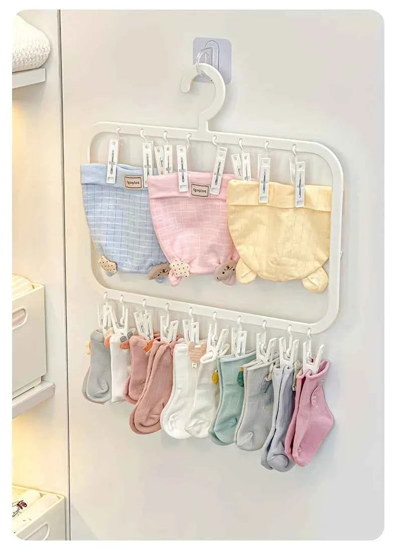 Petit étendoir à linge multi pinces pliable