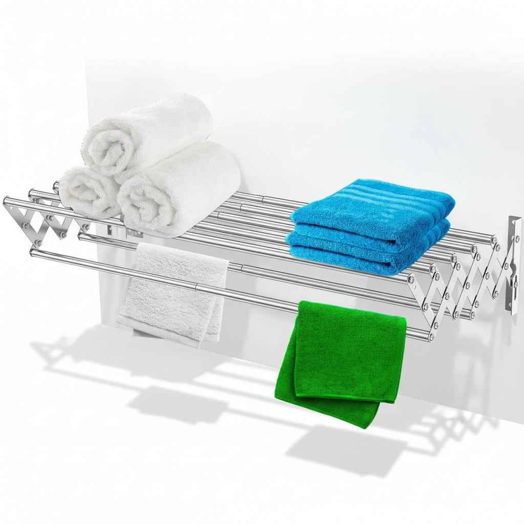 Étendoir à linge mural rétractable inox pliable