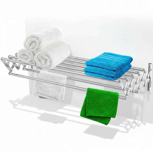Étendoir à linge mural rétractable inox pliable