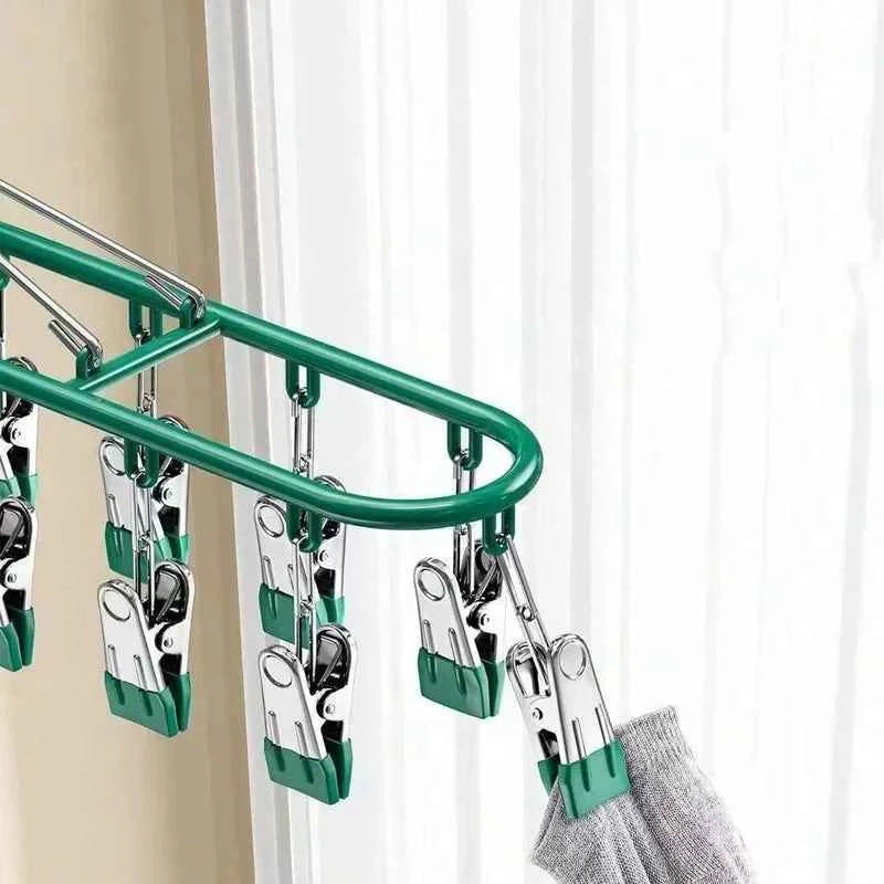 Petit étendoir à linge inox à pinces multiples