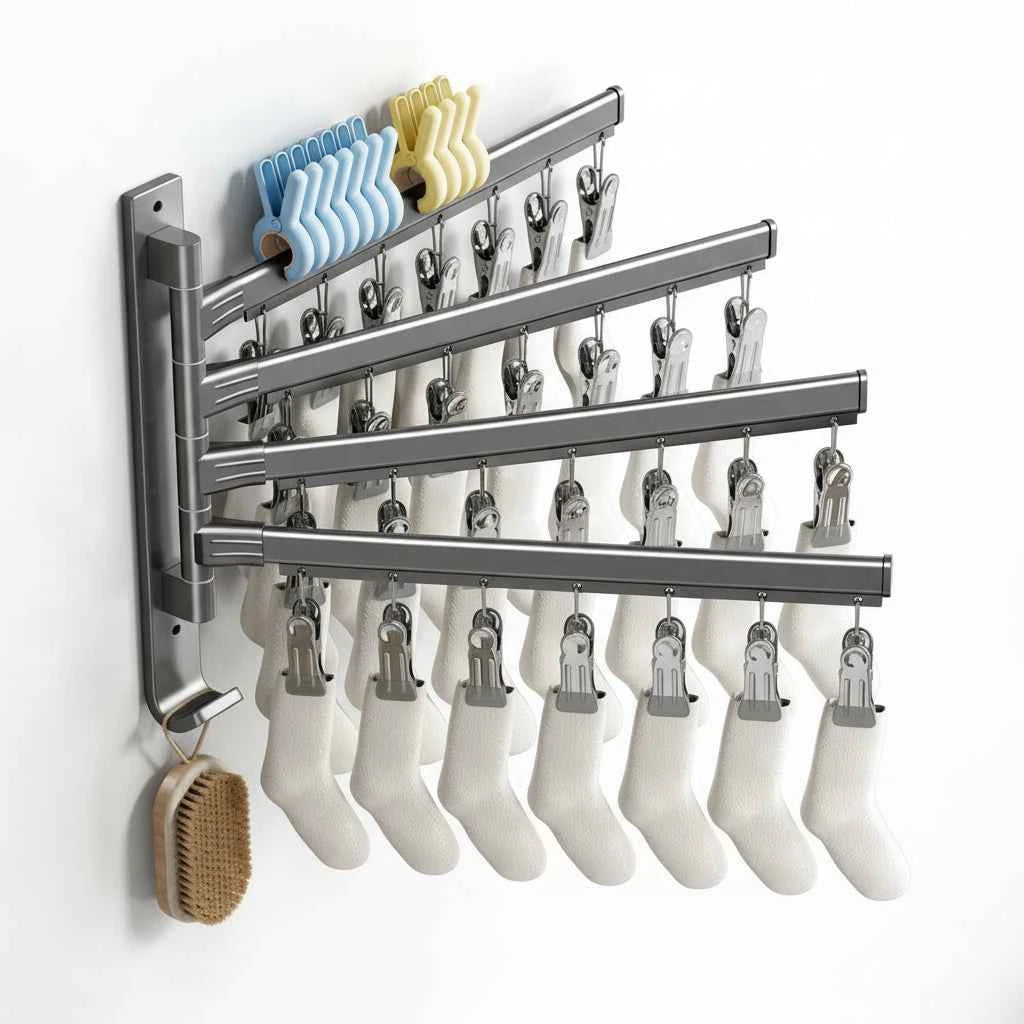 Étendoir à linge mural pliable en aluminium