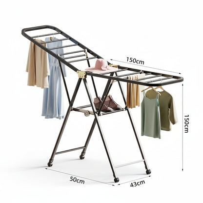 Étendoir à linge pliable en acier carbone mobile