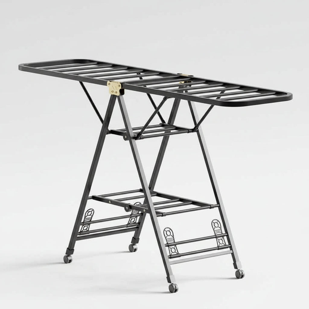 Étendoir à linge pliable en acier carbone mobile