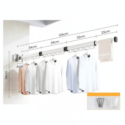 Étendoir à linge mural rabattable en aluminium