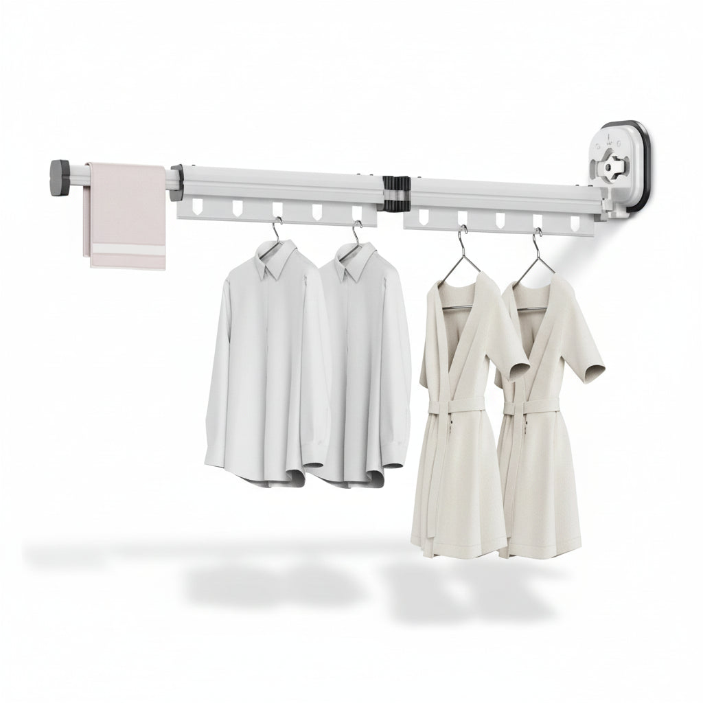 Étendoir à linge mural rétractable aluminium ventouse