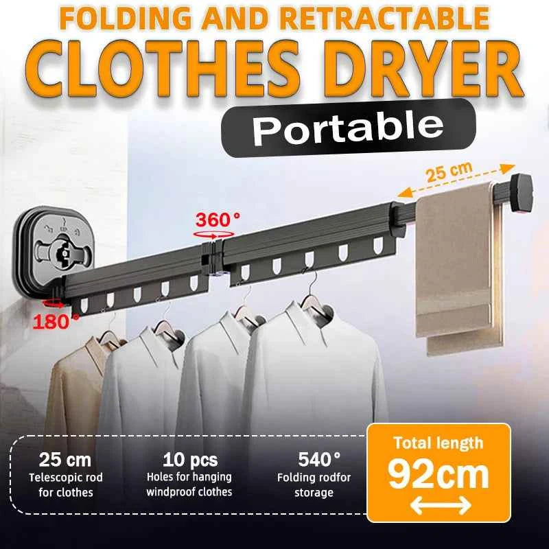 Étendoir à linge mural rétractable aluminium ventouse