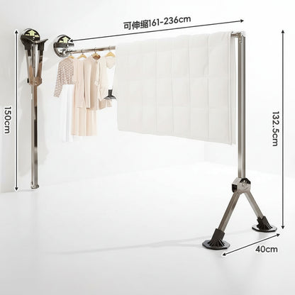 Étendoir à linge pliable ventouses inox murales