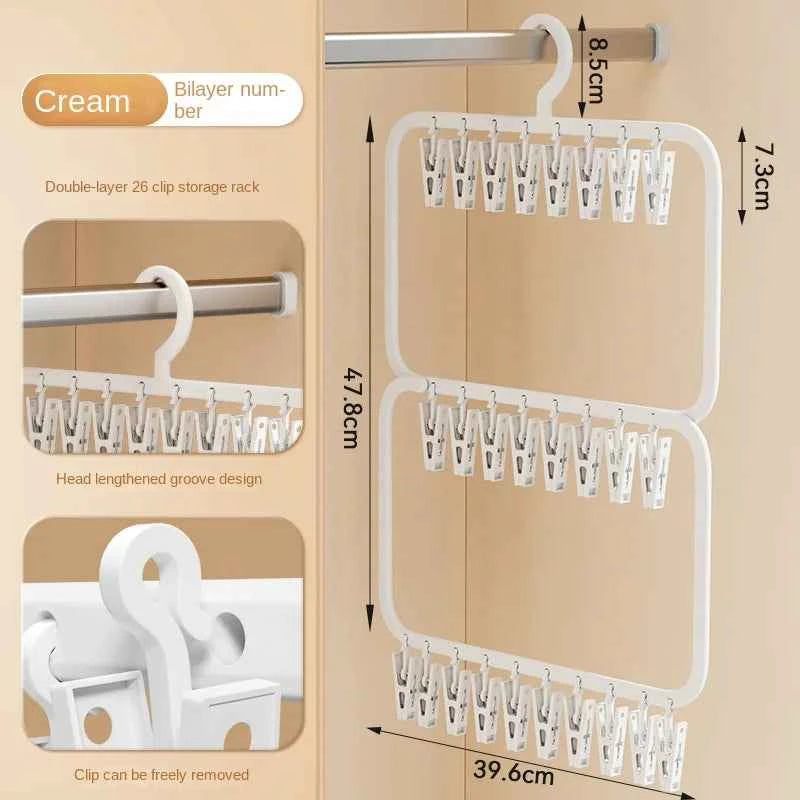 Petit étendoir à linge pliable multi-pinces