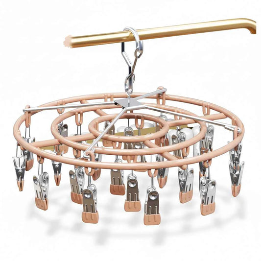 Petit étendoir à linge rond 24 pinces pliable