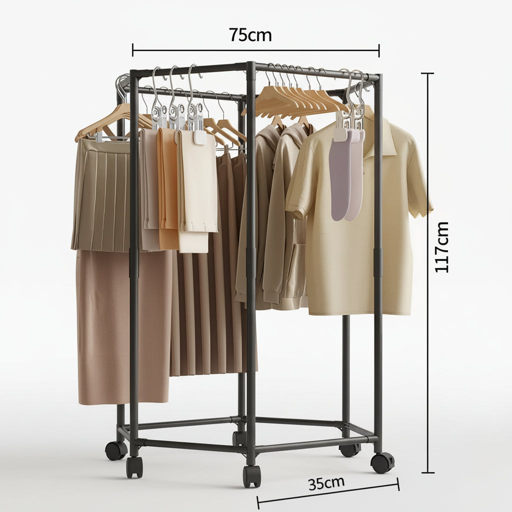 Étendoir à linge intérieur hexagonal à roulettes