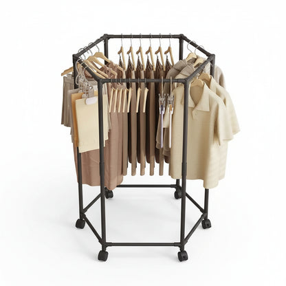 Étendoir à linge intérieur hexagonal à roulettes