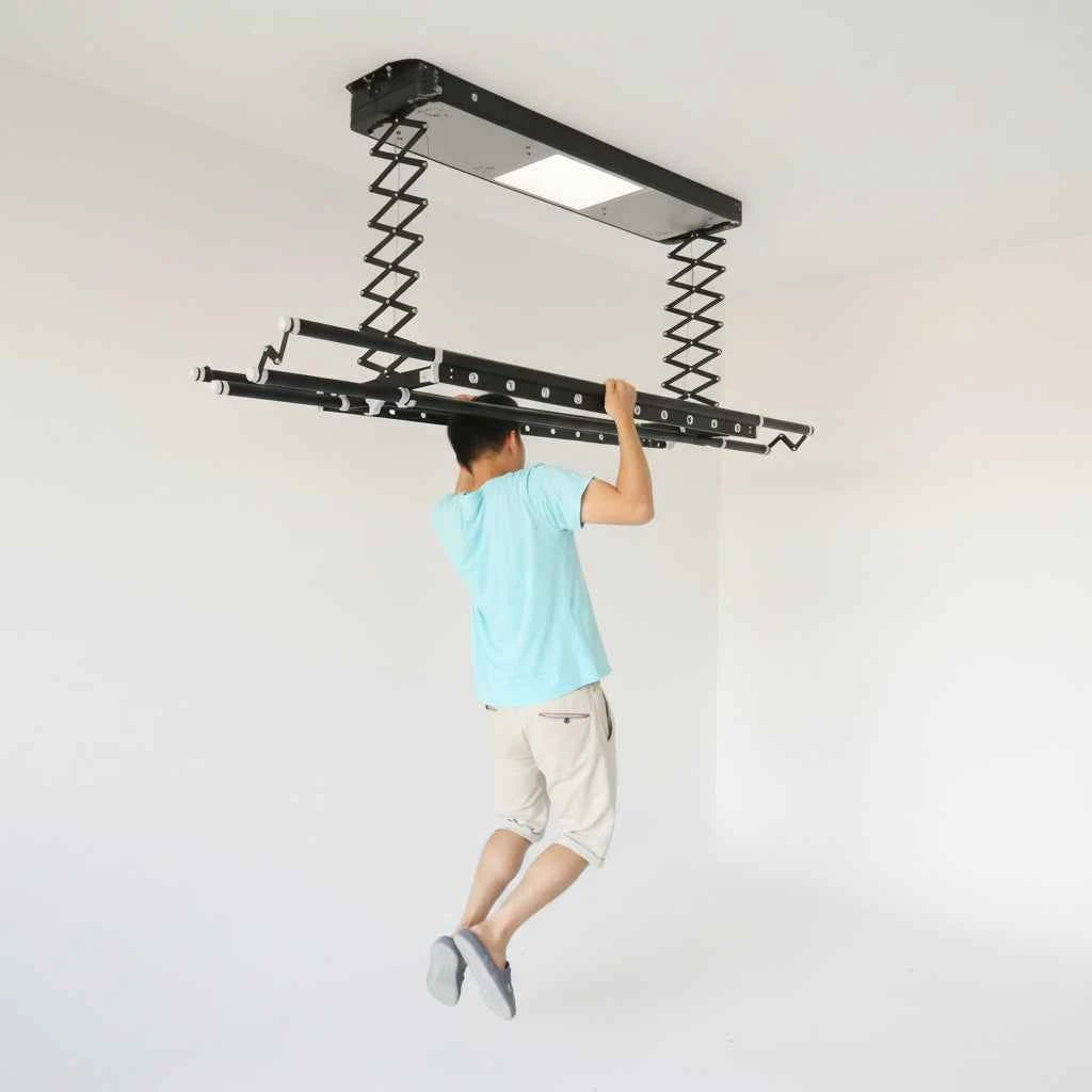 Étendoir à linge plafond télécommandé lumineux