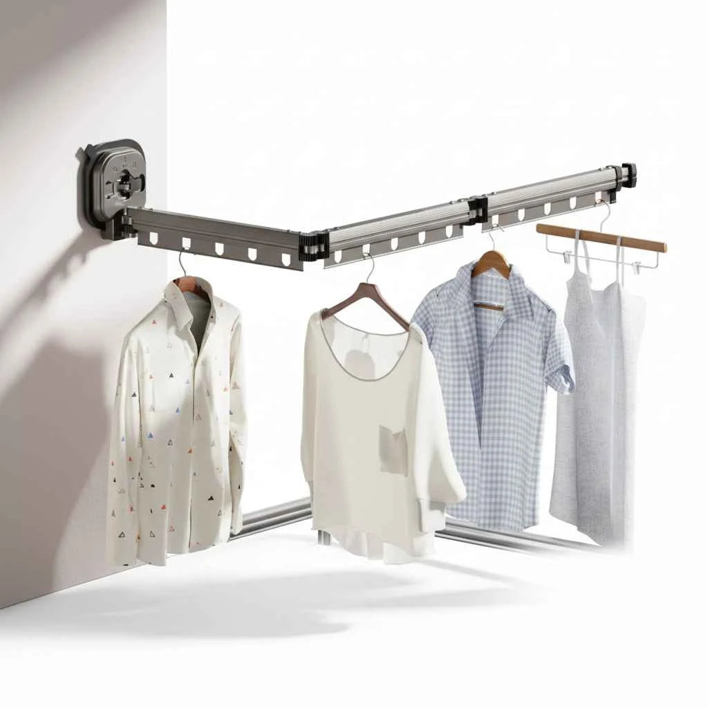Étendoir à linge mural rétractable en aluminium pliable