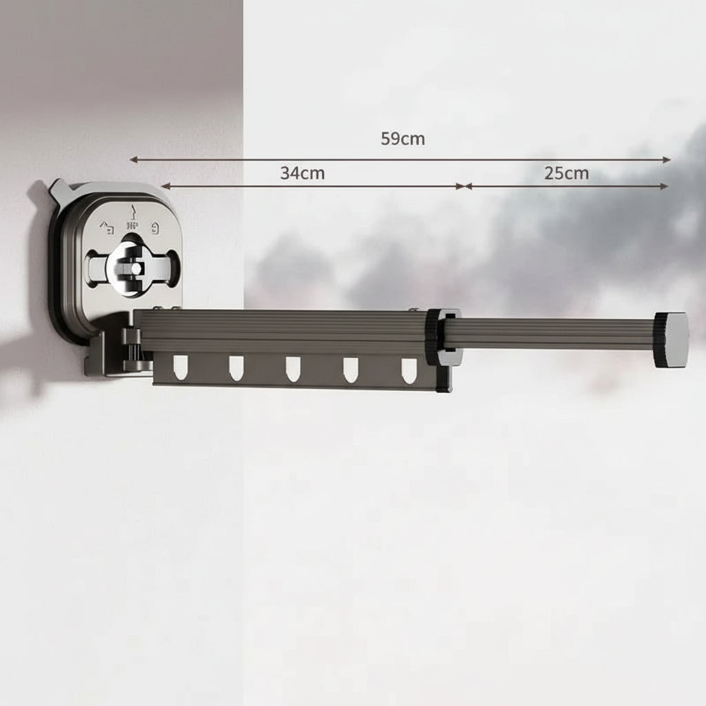 Étendoir à linge mural rétractable aluminium sans perçage