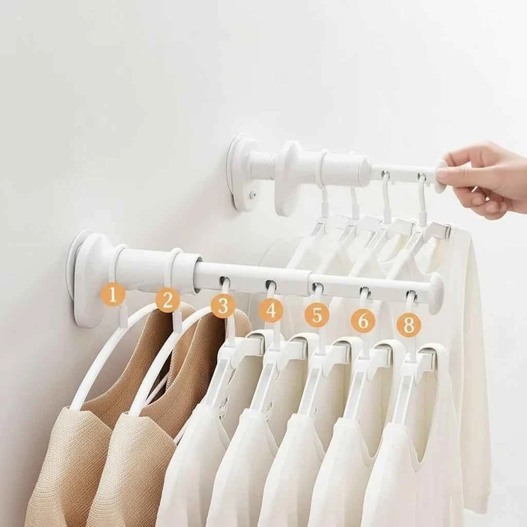 Étendoir à linge pour balcon télescopique sans perçage