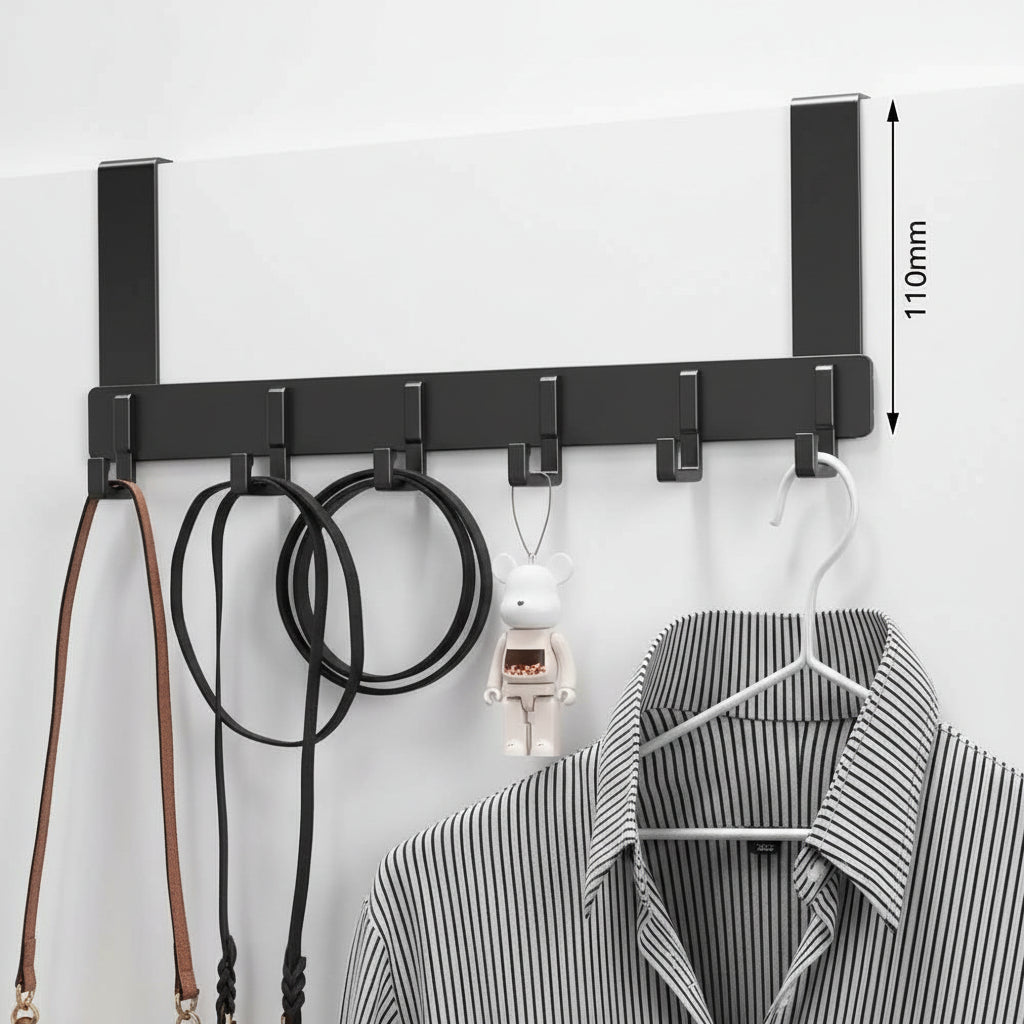 Étendoir à linge sur porte 6 crochets inox